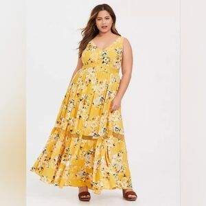 torrid Yellow Floral Tiered Maxi Dress
